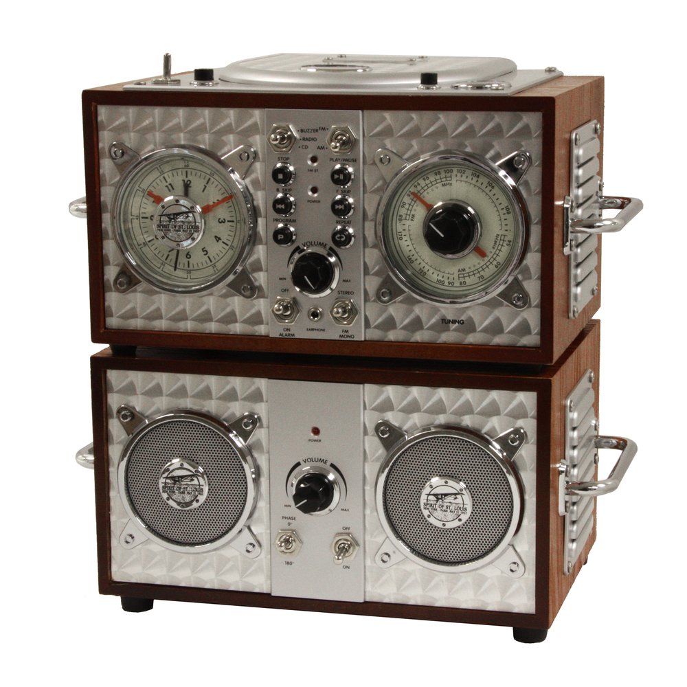 CDラジカセ SPIRIT OF ST.LOUIS オーディオ Polyconcepts Spirit of St. Louis Wooden Alarm Clock Cd Radio